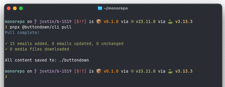 Buttondown CLI in action